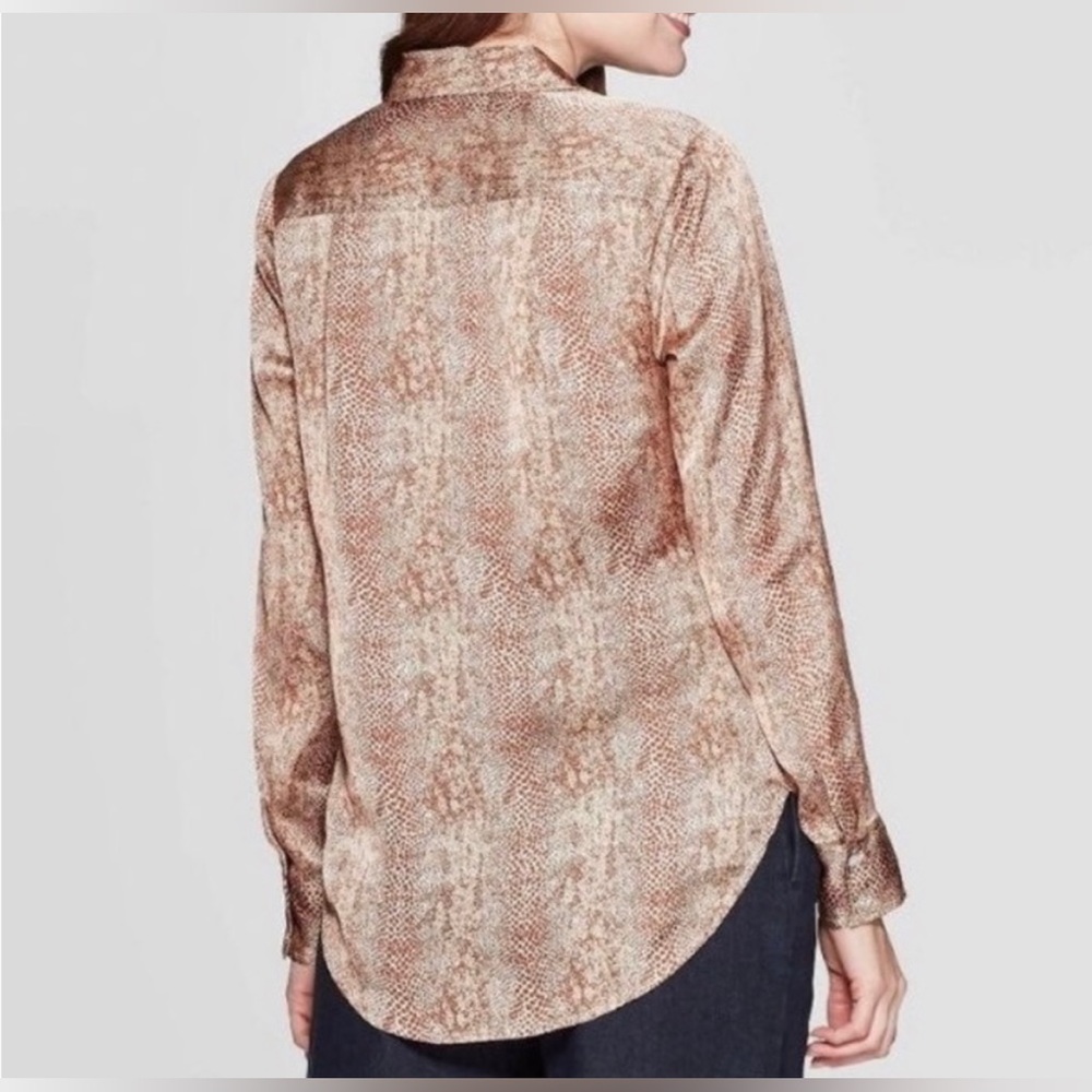A New Day Animal Print Silky Button Up